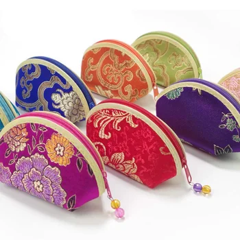Мини-кошелек с вышивкой в китайском стиле, женский модный мини-кошелек, сумка с блестками, брелок для ключей, маленький подарок