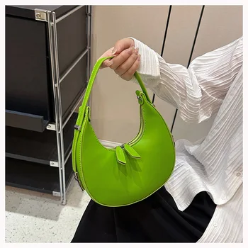 Модная женская сумка ярких цветов, маленькая круглая сумка подмышками, новые модные универсальные женские сумки из искусственной кожи 0
