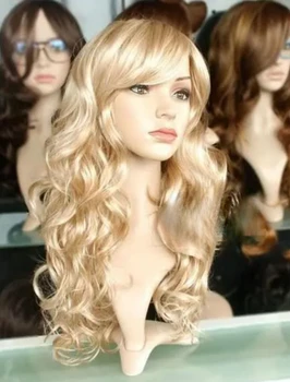 Модный женский сексуальный парик с длинными волнистыми светлыми волосами для косплея