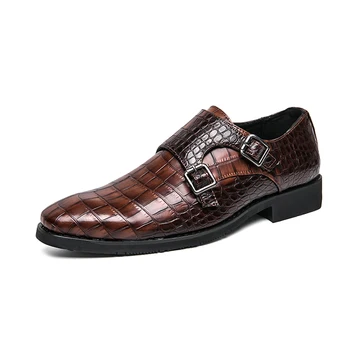 Мужская повседневная кожаная обувь в британском стиле, высококачественная мужская деловая обувь из крокодиловой кожи, Дышащие свадебные модельные туфли большого размера