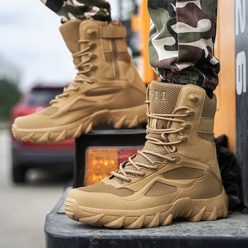 Мужские тактические ботинки Осенние военно-полевые мужские ботинки специального назначения, легкая уличная нескользящая водонепроницаемая обувь Zapatillas Hombre 0