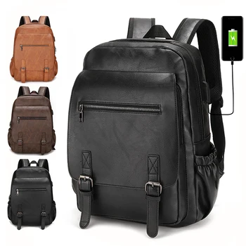 Мужской рюкзак Hi-Q из искусственной кожи, многофункциональные сумки для мужчин, деловой рюкзак для ноутбука, сумка для зарядки через USB, повседневный рюкзак 0