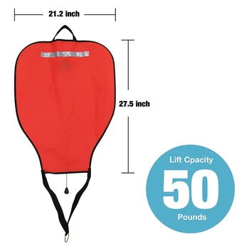 Нейлоновая подъемная сумка для подводного плавания с аквалангом, видимая плавучая сумка с открытым дном, Спасательный мешок с плавучим буем (красный) 1