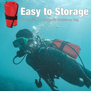 Нейлоновая подъемная сумка для подводного плавания с аквалангом, видимая плавучая сумка с открытым дном, Спасательный мешок с плавучим буем (красный) 3
