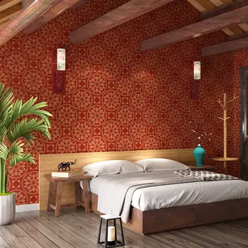 Новые 3D китайские обои с красным китайским узлом, фоновая стена для телевизора в гостиной, спальне, Новый китайский ресторан, обои для отеля в стиле ретро