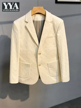 Новый деловой мужской костюм, Модный однобортный весенний Офисный Мужской Блейзер с длинным рукавом, Топы, модное приталенное пальто