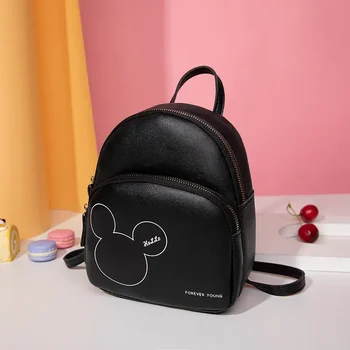 Новый женский рюкзак Disney из искусственной кожи с принтом головы Микки и Минни, мини-сумки через плечо, 6 цветов, школьные сумки для женщин
