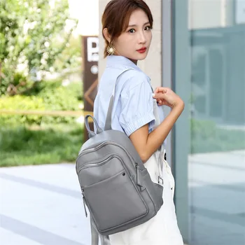 Новый трендовый дизайн рюкзака из искусственной кожи, простая универсальная повседневная школьная сумка в стиле ретро на молнии большой емкости для студентов