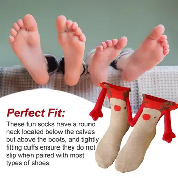 Носки для рук, Дышащие Рождественские Магнитные носки для пары, мультяшные хлопчатобумажные Носки для повседневной жизни, Спортивная ходьба 2