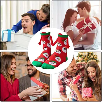 Носки для рук, Дышащие Рождественские Магнитные носки для пары, мультяшные хлопчатобумажные Носки для повседневной жизни, Спортивная ходьба 3