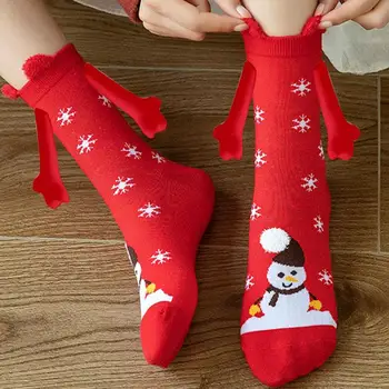 Носки для рук, Дышащие Рождественские Магнитные носки для пары, мультяшные хлопчатобумажные Носки для повседневной жизни, Спортивная ходьба 4
