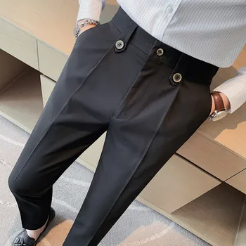 Осенью 2023 Года Новые однотонные брюки высокого качества, Корейская мода, приталенные Повседневные Офисные брюки, официальный Социальный Свадебный комплект брюк