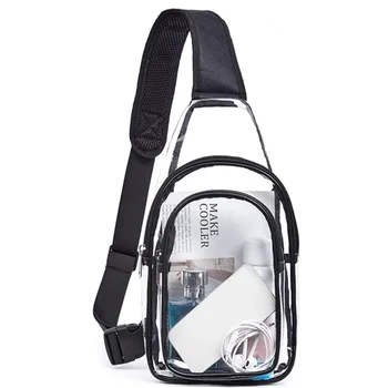 ПВХ Прозрачная стадионная сумка-слинг, женские концертные сумки через плечо, прозрачная стадионная сумка-кошелек с черным поясом, спортивная сумка-слинг, нагрудные сумки