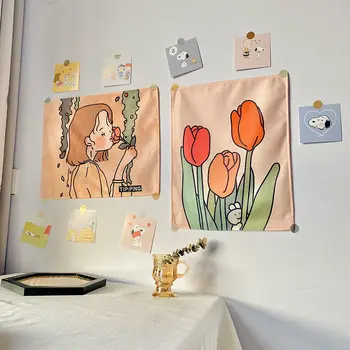 Подвесная ткань Фоновая Ткань Ins Украшение комнаты девушки Стена спальни в общежитии Покрывало Ткань аниме гобелен
