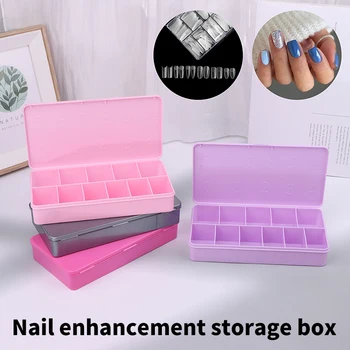 Поддельная коробка для ногтей 2 размера, пустая коробка для кончиков ногтей, разноцветный футляр для нейл-арта, коробка-контейнер, акриловый футляр для хранения, инструмент с 11 сетками 0