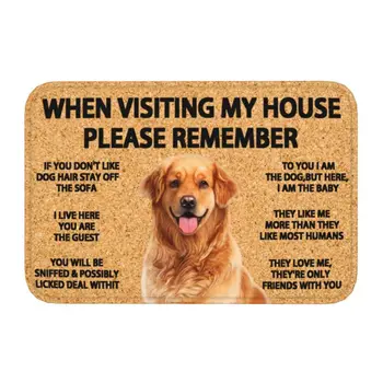 Пожалуйста, помните о правилах поведения в доме для собак породы Золотистый ретривер, Коврик для входной двери, Противоскользящий Водонепроницаемый коврик для входа в ванную, ковер