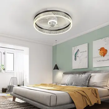 Потолочный вентилятор с подсветкой, дистанционное управление, реверсивный выбор времени вращения лопастей с приложением Smart Control, современный потолочный вентилятор для спальни, черный