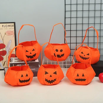 Принадлежности для Хэллоуина, сумка-тоут из тыквы, Нетканый объемный реквизит для украшения сумки из тыквы 0