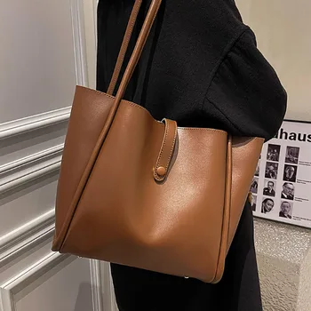 Простая стильная сумка-тоут большой емкости, корейская версия, осень-зима, новая женская высококачественная сумка из искусственной кожи, сумка для поездок на работу