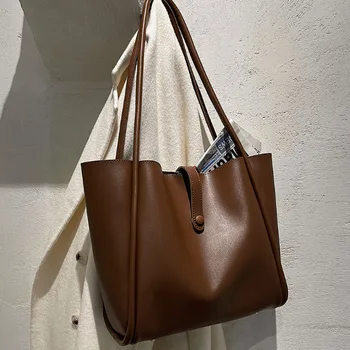 Простая стильная сумка-тоут большой емкости, корейская версия, осень-зима, новая женская высококачественная сумка из искусственной кожи, сумка для поездок на работу 1