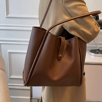 Простая стильная сумка-тоут большой емкости, корейская версия, осень-зима, новая женская высококачественная сумка из искусственной кожи, сумка для поездок на работу 2