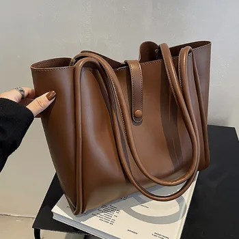 Простая стильная сумка-тоут большой емкости, корейская версия, осень-зима, новая женская высококачественная сумка из искусственной кожи, сумка для поездок на работу 3