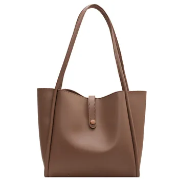 Простая стильная сумка-тоут большой емкости, корейская версия, осень-зима, новая женская высококачественная сумка из искусственной кожи, сумка для поездок на работу 4