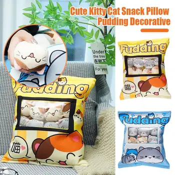 Пудинг с подушкой для закусок Cute Cat Декоративная, мягкая Подушка для кошек Плюшевые Мини-плюшевые куклы-животные Подарки С игрушечным Пудингом Kaw Z8U7 0