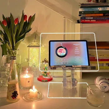 Регулируемая прозрачная акриловая подставка для планшета, плоский кронштейн на 180 градусов, подставка для MacBook iPad, держатель для книг для чтения.