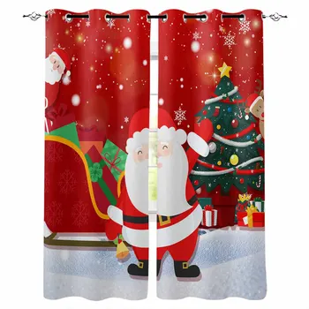 Рождественская красная подарочная елка Санта-Клауса, плотные шторы для детей, домашний декор, спальня, гостиная, шторы на окна с высокой затененностью