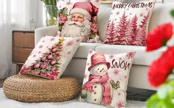 Рождественские наволочки 18 X 18 дюймов, наволочка с Санта-Клаусом, Диванная подушка, наволочки, Хлопчатобумажные наволочки, украшение для дома