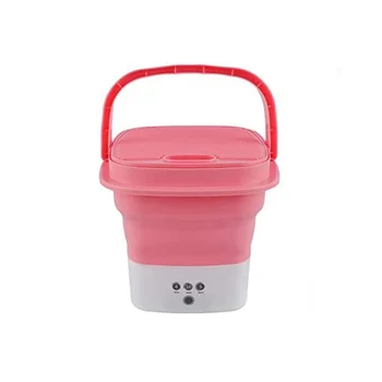 Розовая стиральная машина, мини-складная стиральная машина Комбинированная с небольшой складной корзиной для слива воды Штепсельная вилка США