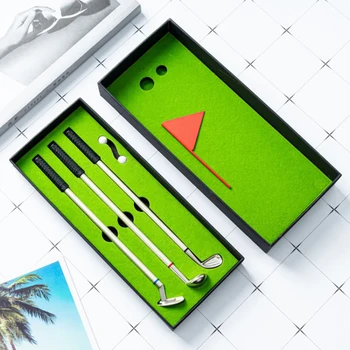 Роскошный подарочный набор шариковых ручек для гольфа, настольный мини-гольф, зеленая металлическая ручка, Персонализированный пользовательский логотип, имя, подарок для учителя, Школьные принадлежности