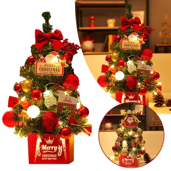 Симпатичная имитация красного/золотого декора Рождественская елка, легкое стильное украшение для вечеринки в спальне дома