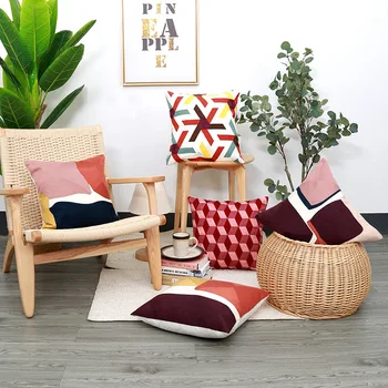 Скандинавское минималистичное геометрическое полотенце, вышитая подушка, чехол для диванной подушки, хлопковая вышитая камуфляжная подушка, чехол для подушки