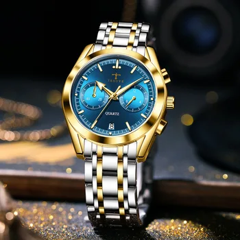 Топовый бренд TRSOYE, кварцевые часы с хронографом, мужские часы, роскошные наручные часы 3 ATM montre homme