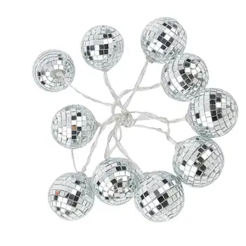 Украшения для диско-шаров, легкие принадлежности для дискотек 70-х, 10 шт. Светодиодный шар, Дерево, Световые шары, Зеркальный диско-шар со струнной батареей