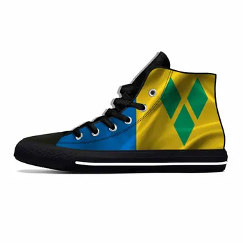 Флаг Сент-Винсента и Гренадин, Патриотическая гордость, Повседневная тканевая обувь с высоким берцем, Удобные Дышащие Мужские и женские кроссовки с 3D принтом.