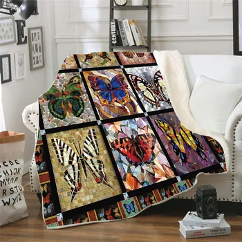 Флисовое одеяло Pretty Butterfly с 3D принтом, пригодное для носки Одеяло для взрослых/детей, флисовое одеяло Sherpa, прямая поставка 02