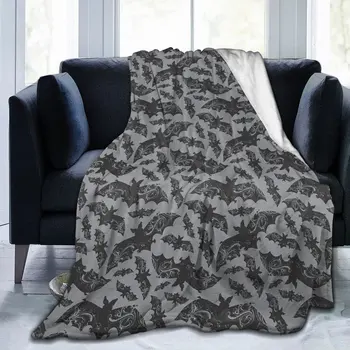Флисовое фланелевое одеяло с летучими мышами на Хэллоуин в готическом стиле, мягкие теплые легкие одеяла для домашнего офиса, всесезонные, 50x40 дюймов