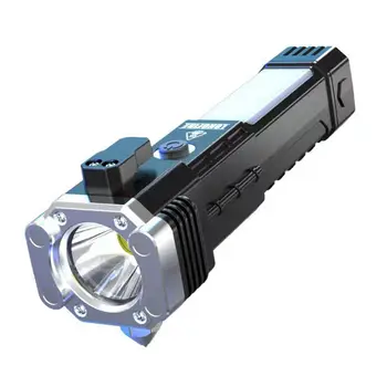 Фонарик для зарядки через USB, автомобильный защитный фонарик с сильной магнитной подзарядкой, Аварийная спасательная лампа, Фонарь для разбивания окон