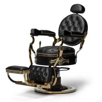 Черное С Золотом Профессиональное Парикмахерское Кресло Silla De Barberia Под Старину В Стиле Ретро Для Мужчин