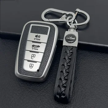 Чехол-Брелок из ТПУ с Кожаным Ремешком для Ключей Toyota Camry Corolla Avalon C-HR Prius GT86 Highlander Smart Key